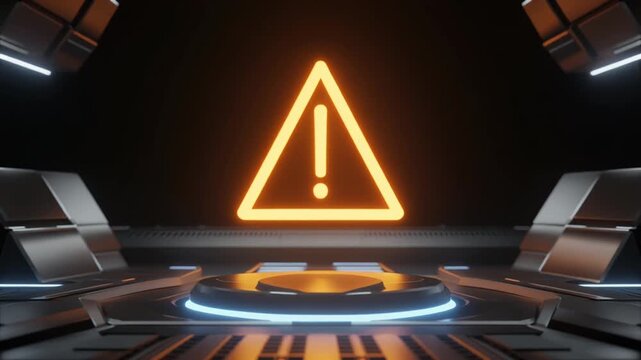 AI Act High-Risk System Warning triangular alert glowing on futuristic control display