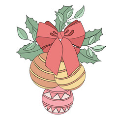 Christmas illustration with balls and a bow