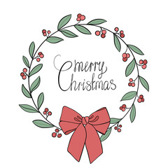Merry Christmas wreath illustration