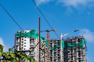 High-Rise Under Construction in Kolkata Using Modern Machinery