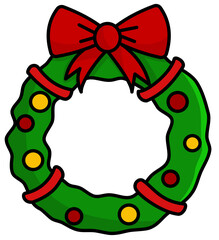 christmas wreath with holly and ribbon