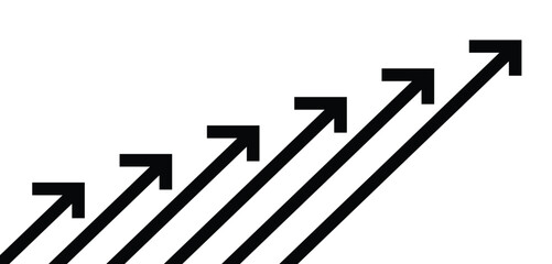 Multiple Parallel Upward Angled Arrows Indicating Growth and Increase Vector Graphic