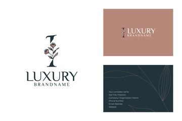 Floral Monogram Logo with Minimal Business Card