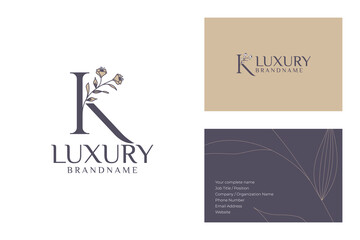 Elegant Luxury Floral Logo and Business Card