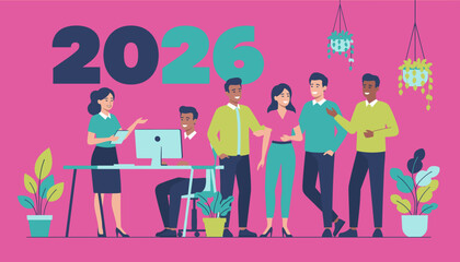 Business team collaboration and success goals for the year 2026