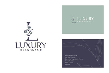 Elegant Luxury Floral Logo and Business Card