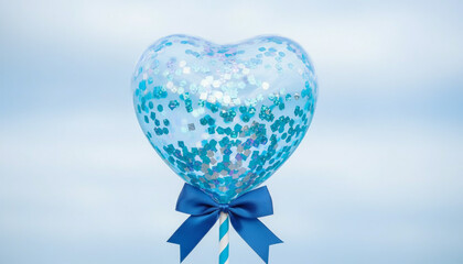 ハート型の青いスティックバルーン