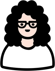 Cute Curly Hair Girl Icon: Smart Glasses Avatar