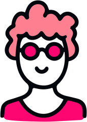 Cute Pink Sunglasses Boy Icon: Trendy Retro Avatar