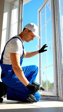 Window Installation: Professional Worker Replacing a Window