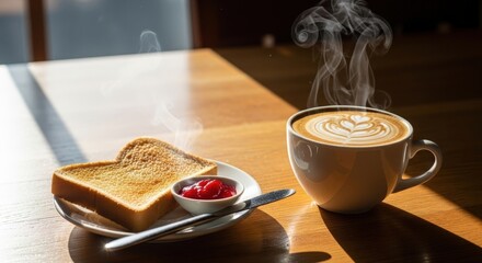 Warm Winter Morning — Steaming Coffee in Bright Morning Sunlight