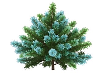 Small green and blue spruce tree isolated on a white background.