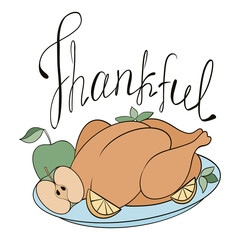 Thanksgiving turkey plate illustration