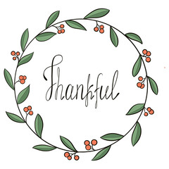 Thanksgiving Thankful wreath illustration