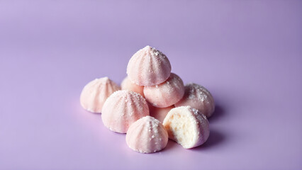 Mochi desserts on lavender background, studio product photography
