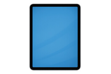 Tablet computer with blank blue screen, modern technology device mockup for digital content and business presentation