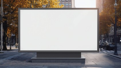 Isolated city billboard for design presentation. Walking area in background.