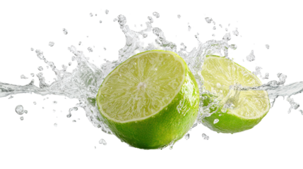 Ripe wedge of yellow lemon citrus fruit stand isolated on transparent background