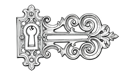 Vintage keyhole decorative pattern line art vector illustration.