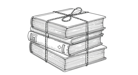 Stack of books minimalist sketch line art vector illustration.