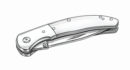 Pocket knife detailed blade minimal vector line art illustration.