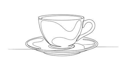 Cup of tea minimalist vector line art illustration.