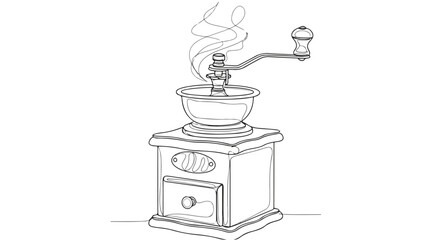Vintage coffee grinder minimalist kitchenware vector illustration.