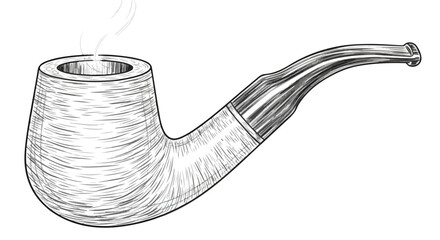 Smoking pipe minimalist vintage lifestyle vector line art illustration.