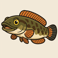 cartoon vector image of channa fish
