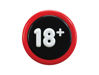 18 plus symbol icon 3d render concept of children restricted sign on harmful element, adult only icon vector illustration 