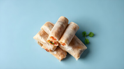 Spring rolls food photography overhead shot