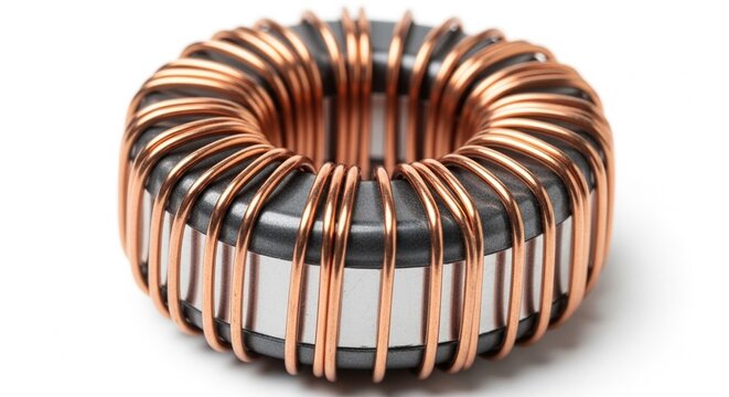 パワーインダクタ（コイル）の高品質なクローズアップ写真