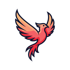 Fototapeta premium Mascot Vector Illustration of Rising Phoenix Bird in Red and Orange Gradient Colors Modern Design
