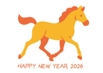 馬の年賀状素材ダブルトーンイラスト