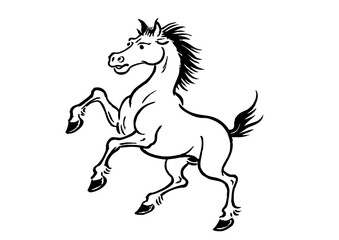 馬のシルエット年賀状素材セット