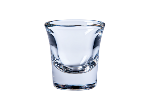 a shot glass with a small amount of water in it
