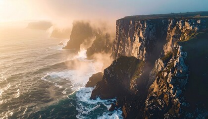 Foggy Coastal Cliffs