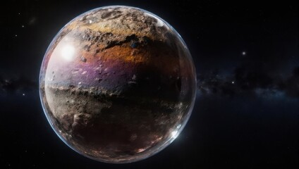 Abstract Planet with Swirling Colors and Textures in Deep Space.
