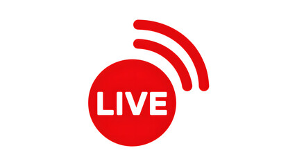 A red circle with the word live in white and a red wifi symbol on a black background image design