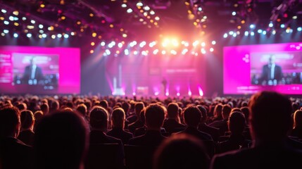 Vibrant Hand-Drawn Scene of Keynote Speaker at a Conference Event