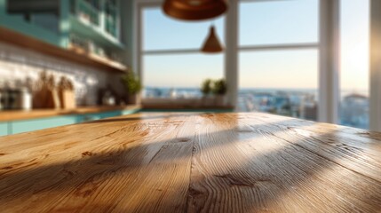 Hyper-Realistic Flat Lay of Beautiful Natural Wood Table Surface
