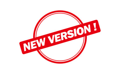NEW VERSION ! - NEW VERSION ! text written on Red Rubber Stamp 
