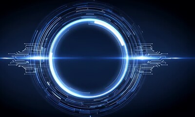 Abstract futuristic technology background with glowing lines and geometric shapes creating a digital network interface for innovation and data flow - Powered by Adobe