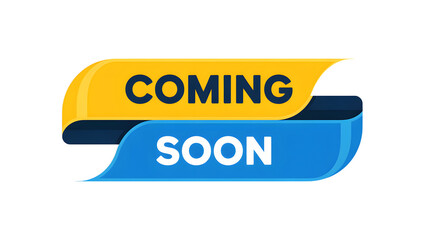 A graphic with the words coming soon in yellow and blue on a black background for announcements