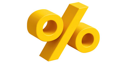 Yellow 3d sign percent discount on isolated background. Voucher gift. Vector illustration.