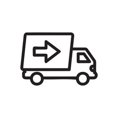 Delivery truck icon with an arrow indicating movement or shipping