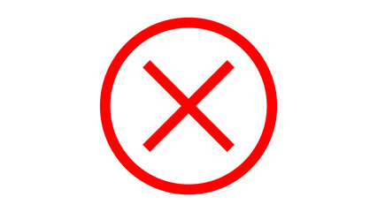 red cross checkmarks. wrong icons. Illustration of a bold red x mark centered on a white background indicating rejection or cancellation. website and app ui ux design