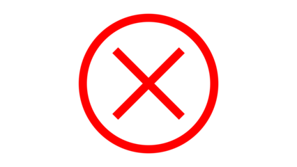 red cross checkmarks. wrong icons. Illustration of a bold red x mark centered on a white background indicating rejection or cancellation. website and app ui ux design