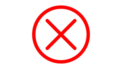 red cross checkmarks. wrong icons. Illustration of a bold red x mark centered on a white background indicating rejection or cancellation. website and app ui ux design