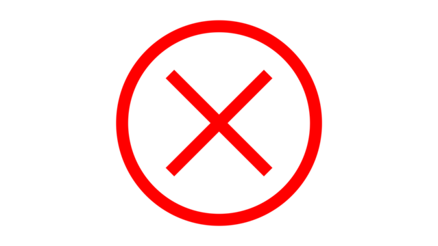 red cross checkmarks. wrong icons. Illustration of a bold red x mark centered on a white background indicating rejection or cancellation. website and app ui ux design